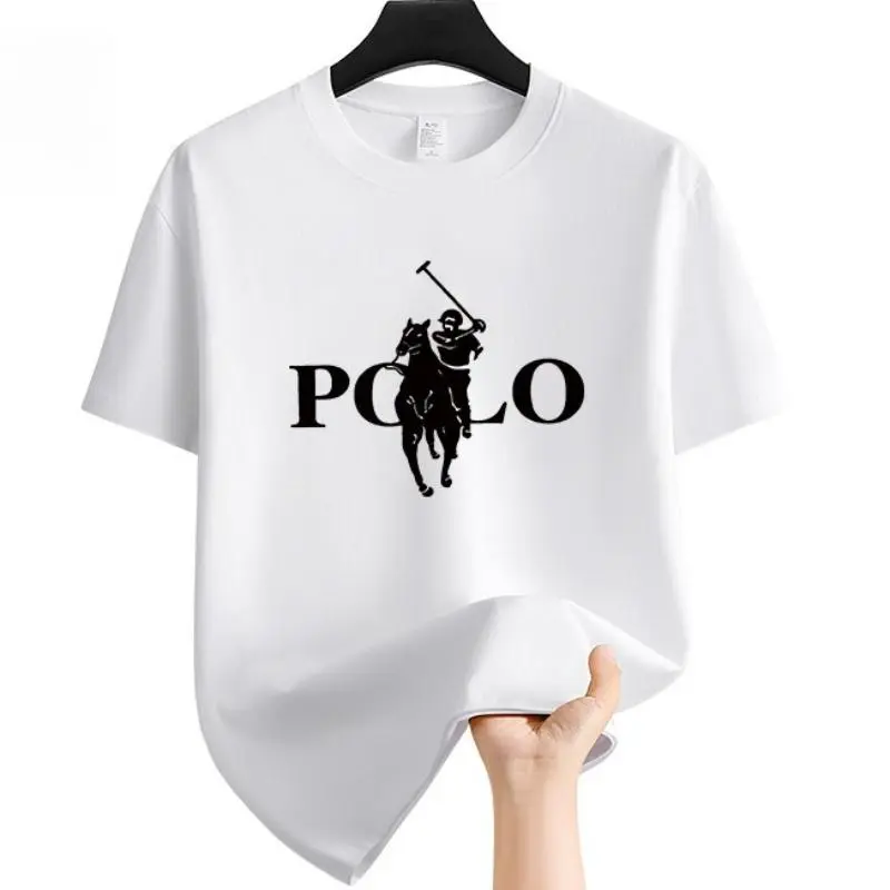Men's Summer Fashion Brand Clothing  Casual Business Shorts  Loose Sleeve Versatile Round Neck T-Shirt  Breathable T-Shirt