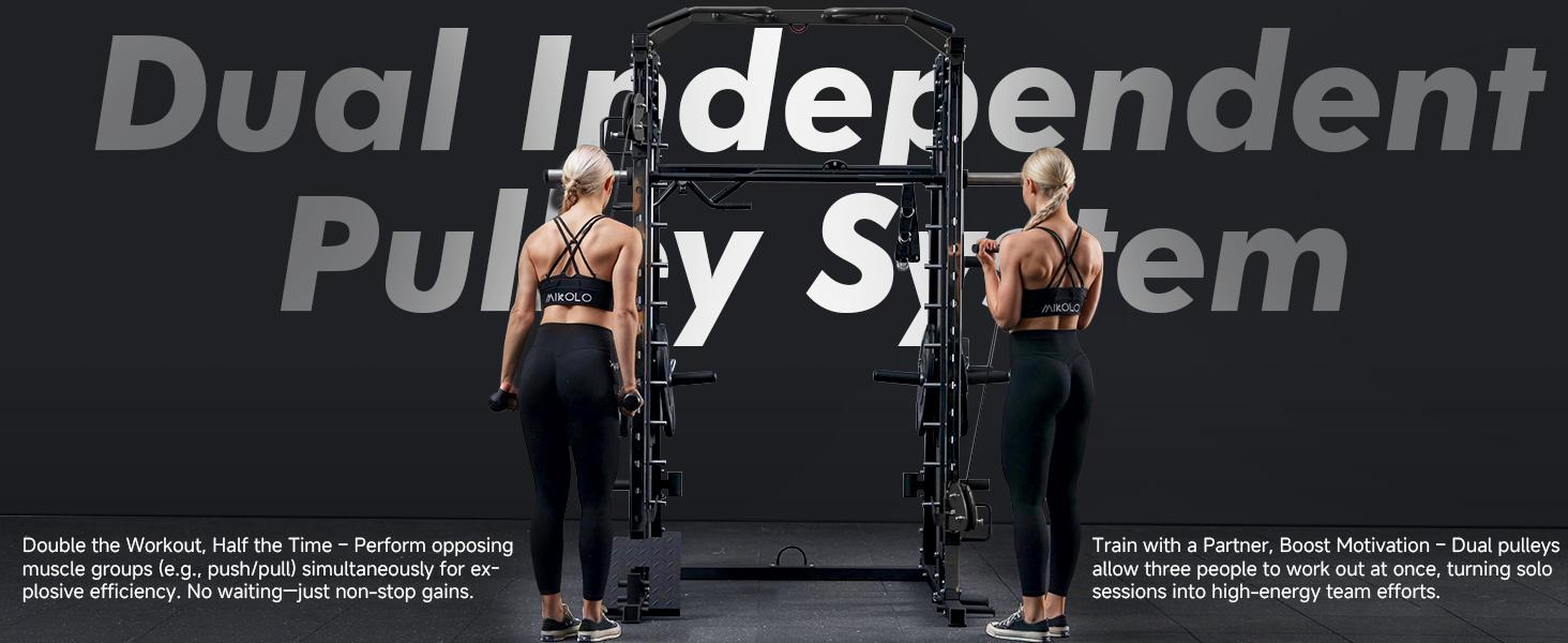 [4 packages shipping] MIKOLO Smith Machine, 2200lbs Squat Rack with LAT-Pull Down System & Cable Crossover Machine, Training Equipment with Leg Hold-Down Attachment Home Gym Station Home Gym AdjustableMIKOLO