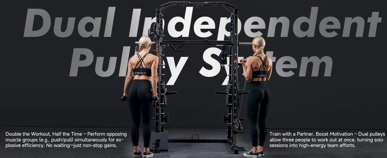 MIKOLO Smith Machine, 2200lbs Squat Rack with LAT-Pull Down System & Cable Crossover Machine, Training Equipment with Leg Hold-Down Attachment Home Gym Station Home Gym AdjustableMIKOLO