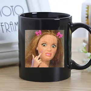 Funny Doll Face Mug, Disgusted Doll Meme Coffee Cup, Sarcastic Reaction Gift, Weird Humor Tea Cup, Unhinged Meme Mug