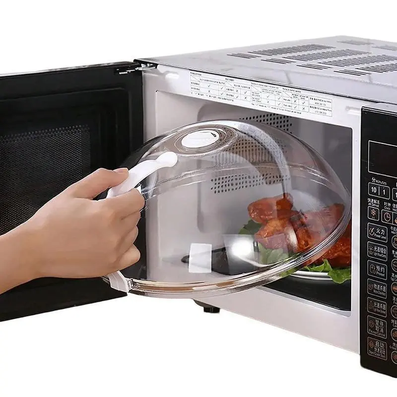 Kitchen Handheld Plastic Microwave Spatter Cover - BPA-Free, High-Temperature Resistant, Durable, Steam Vent, Easy-Grip Handle, Oil-Proof 1-Color Steamer for Mess-Free Heating & Easy Cleaning