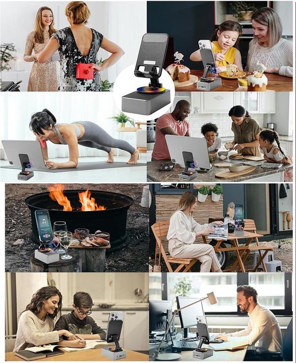 5 in 1 Wireless Audio Bluetooth Speaker, Portable & Foldable Stand, Emergency Power, 5.3FM HD Bassup Answer Calls, for iPhone Android