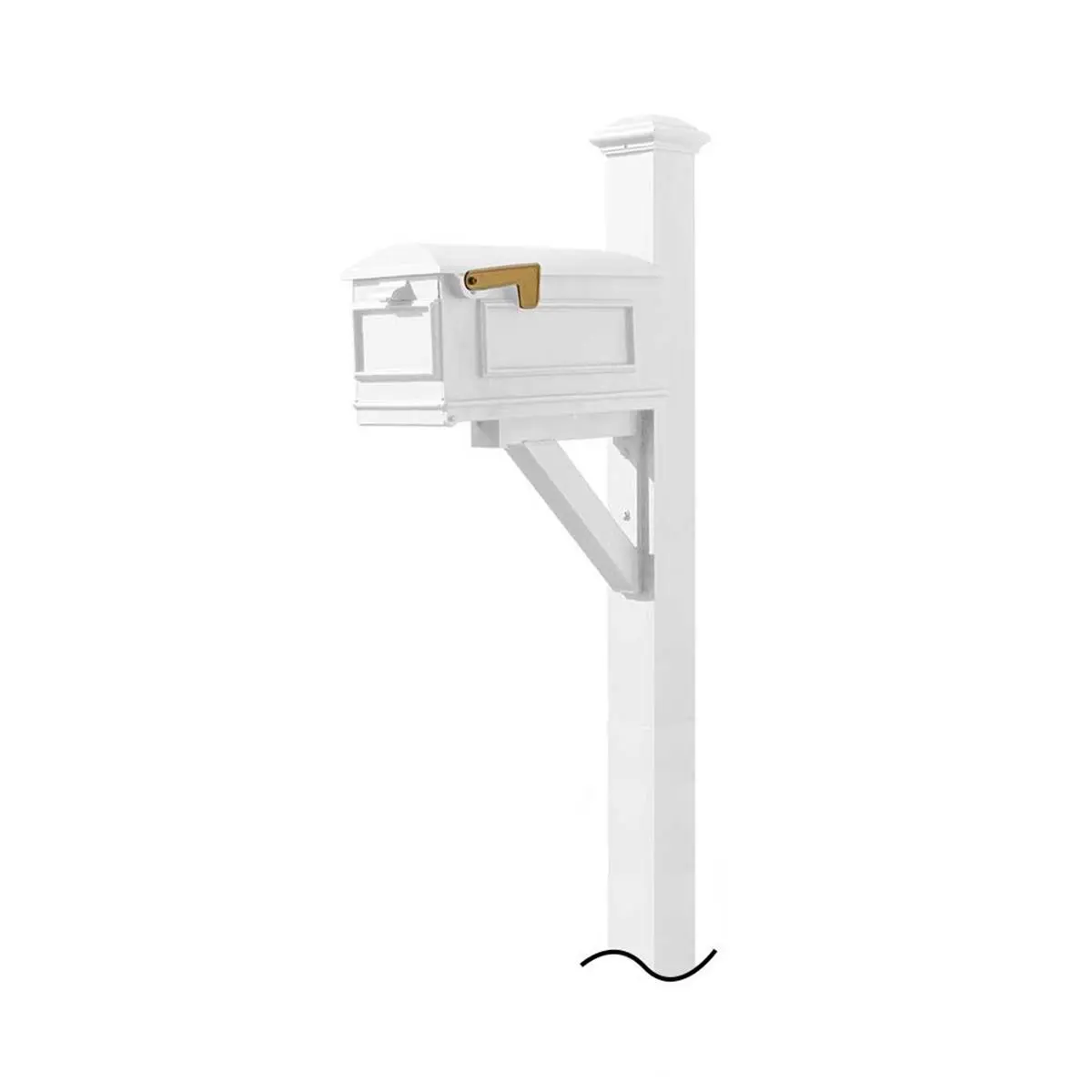 212 MAIN Weatherproof Aluminum Westhaven Post-Mount System with Lewiston Mailbox, No-Base Pyramid Finial, White Finish, Post Mounts