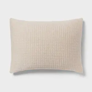King Jersey Quilt Sham Oatmeal - Threshold: Cotton Knitted, Check Jacquard Design, Machine Washable