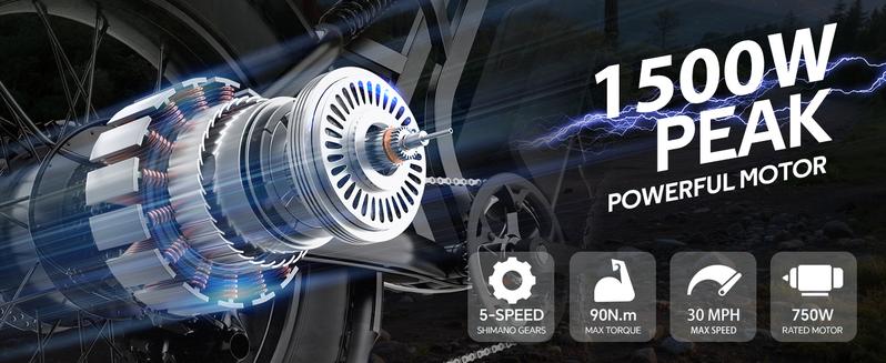 【Hieha】2026｜1500W Electric Bike for Adults ,lFullSuspensionTop Speed 37MPHRange 40-70 Miles | 48V 15AhRemovableBatterylLED Headlights 20-InchAll-Terrain Fat Tires lUL2849Certified ebike