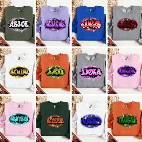 Zodiac Airbrush Words DTF Transfer