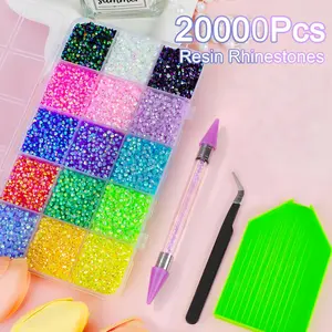 20000Pcs Resin Jelly Rhinestones for Bedazzling, Multicolor 3mm Flatback Rainbow Gems, Rhinestone Picker for DIY Crafting Clothes Shoes Nail Art
