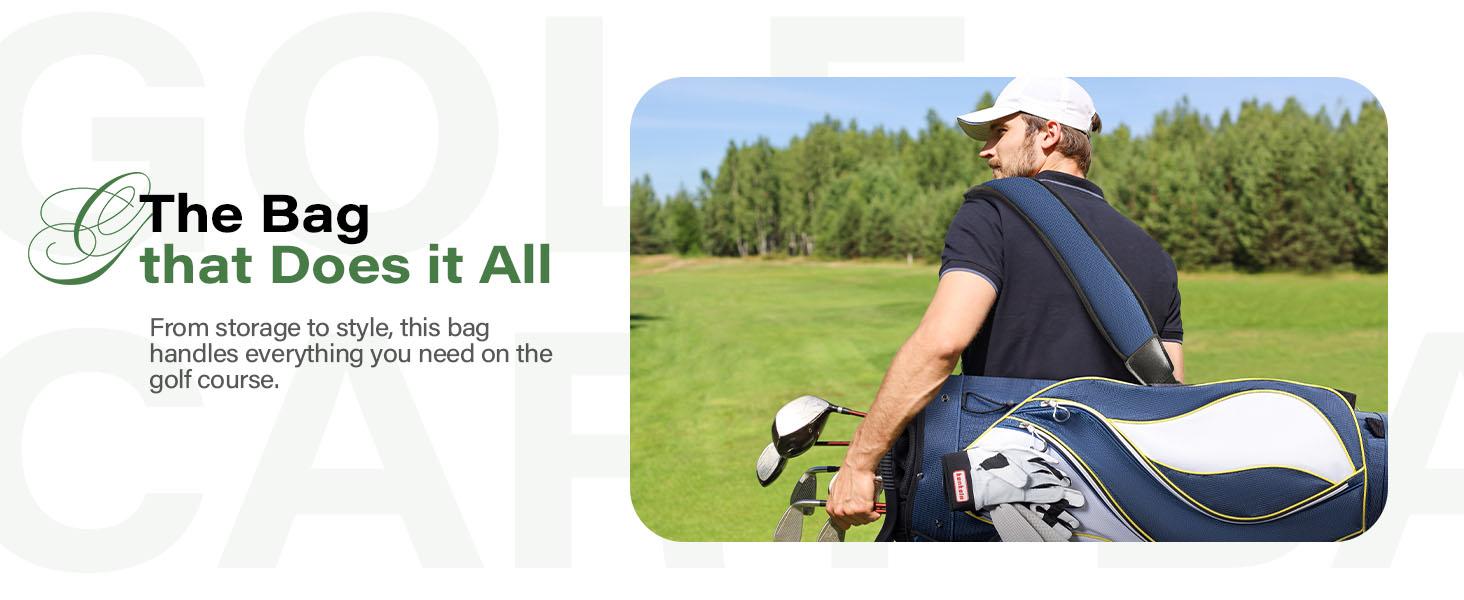 UNIHIMAL Golf Cart Bag with 14-Way Divider Top, Ample Storage Space, Men's Golf Bag with Handles and Umbrella Holder