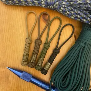 Paracord Knife Lanyard - Diamond and Snake Knot with Bronze Viking Valknut Bead