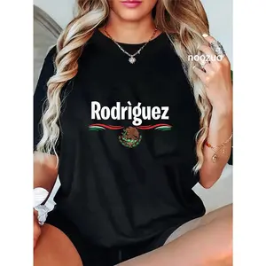 100% Cotton Unisex Mexico Flag T Shirt Spanish Birthday Gift Name Rodriguez T-Shirt