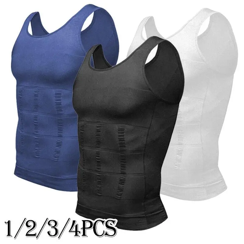 Men's Compression Shirt with Tummy Control, Seamless Body Shaping Tank Top, Lightweight & Breathable Undershirt Workout Gear, Compression Shirts, Male Fit, Mens Clothing, Seamless Look, Stretch Fabric