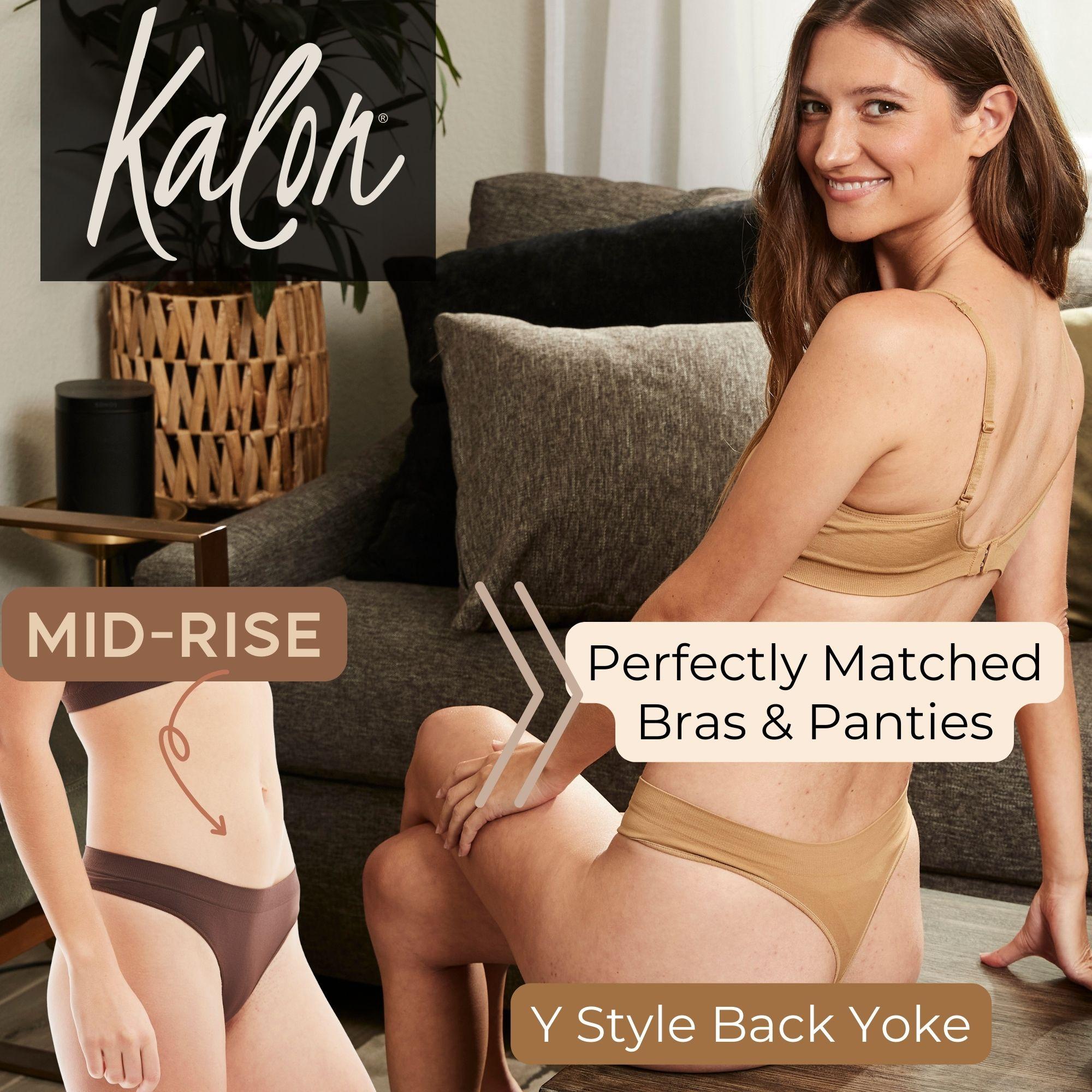 Kalon 6-Pack Women's Seamless Thong Underwear XS-4XL Stretchy & Comfy Knit Womenswear Soft Comfort Gym Panties Lady undies