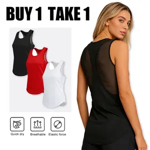 Buy 1 Get 1  Women’s Mesh Racerback Workout Tank – Quick Dry Breathable Athletic Top for Running, Gym, Training & Summer  Fitness, Lightweight Stretch Fabric HIIT & Summer Sports  Quick Dry Breathable Athletic Shirt for Gym, Yoga, Running & Fitness Wear
