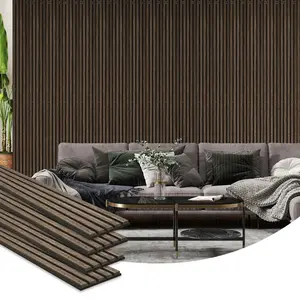 HOMCOM 4 Pack 3D Acoustic Panels, Soundproof Wood Panels for Wall, Wood Slat Wall Paneling for Interior Ceiling, Office, Home Theater, Studio