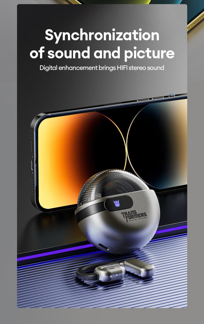 TRANSFORMERS TF-T09 Open Wireless Headphones with 2025 Bluetooth 6.0, 360° Stereo Sound, HD Voice Calls, Ergonomic Comfortable Design, Wireless Earbuds for Music & Phone Calls