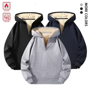 Men's Winter Fleece Hoodie – Thick, warm jacket with an adjustable half-zip front and ribbed cuffs; perfect for outdoor hikes, jogging, fishing, gym workouts, or everyday casual wear; fleece lining provides wind protection and is a must-have versatile pie