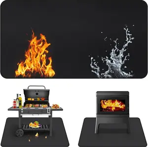 Grill Mat 70x40 inches Fireproof Heat Resistant, Underlay for BBQ, Protects Lawn Deck Patio from Grease and Sparks, Waterproof Easy Clean, Foldable for Camping Backyard