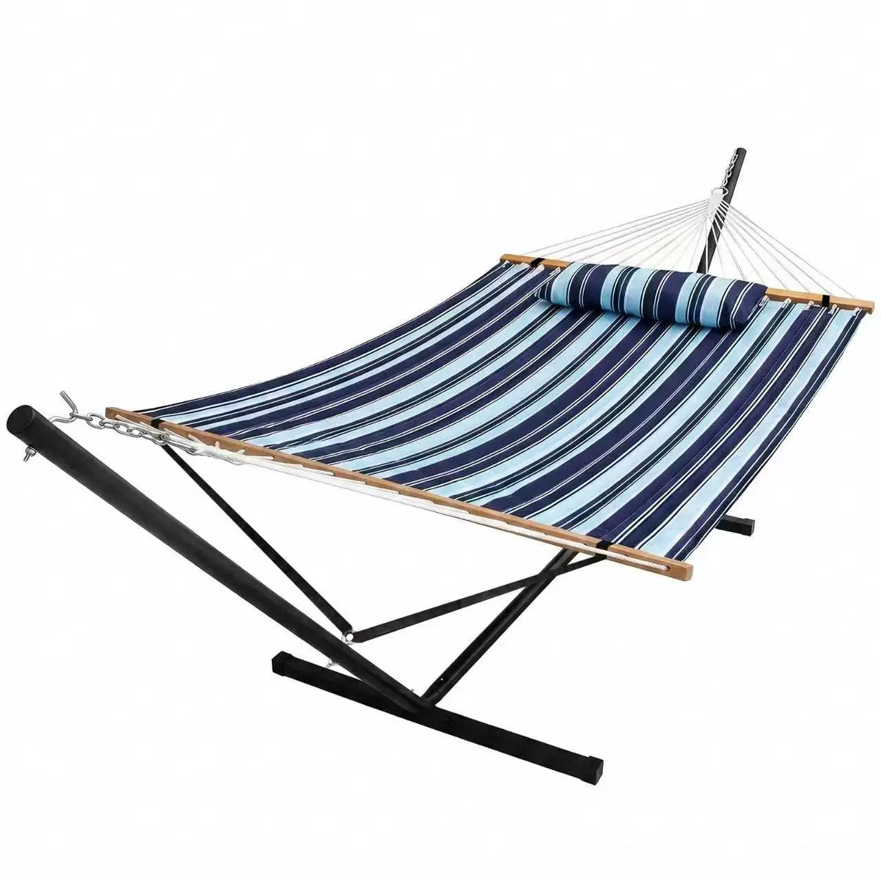 Portable Outdoor Hammock with Stand, Heavy Duty Hammock with Carrying Bag, Soft Pillow, Balance Ropes