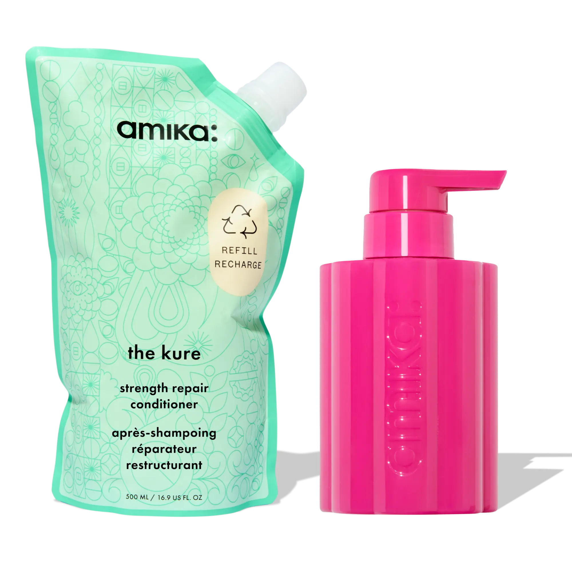 the kure strength repair conditioner | forever friend bottle + pouch duo
