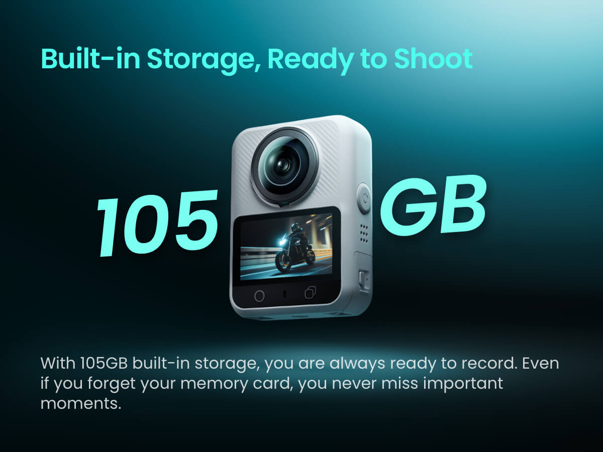 Xtra 360, 360 Camera, 8K Panoramic Video, 1-Inch Sensor Equivalent, 100MP High Resolution, Waterproof Action Camera, 105GB Built-in Storage, Bullet Time, Broad Compatibility, Vlog