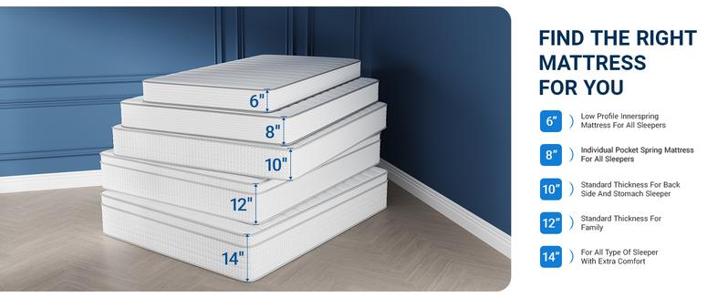 Avenco Snug Memory Foam Mattress with SmartS Coil Springs Flippable Double-Sided Sleep AirBreeze Cover 6/8/10/12/14 Inch Medium Foam for Cool Sleep Twin Full Queen King Sizes