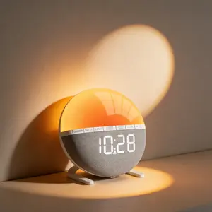 6-inch Wake-Up Light Sunrise Alarm Clock, 7-Color Night Light, 7 Ringtones, Sunrise Simulation, Stylish Bedroom Accent, Perfect for Bedroom, Nightstand, Dorm & Modern Home Decor deep sleeper Colorful with aesthetic dream egg alarmclock despertador LED