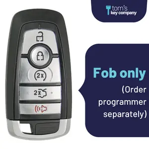 Brand New Aftermarket 5-Button Smart Key Fob with Lock, Unlock, Remote Start, Trunk, Panic for Select Ford and Lincoln Vehicles (FORSK-5B-FOB-HITAG)
