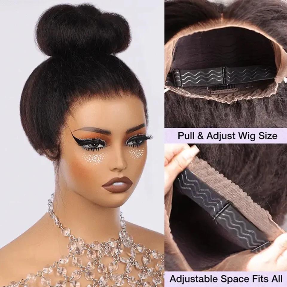 Bling Hair Kinky Straight 360 Full Lace Wig Invisible Drawstring Kinky Straight Frontal Wig Human Hair Wigs HD Lace Front Wig For Women Bling Hair Kinky Straight 360 Full Lace Wig Invisible Drawstring Kinky Straight Frontal Wig Human Hair Wigs HD Lace Front Wig For Women