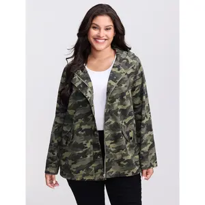 【Pocket Approved 】Bloomchic Camouflage Hooded Adjustable Hem Jacket 2026 Spring Break Gift For Easter's Day Mother's Day