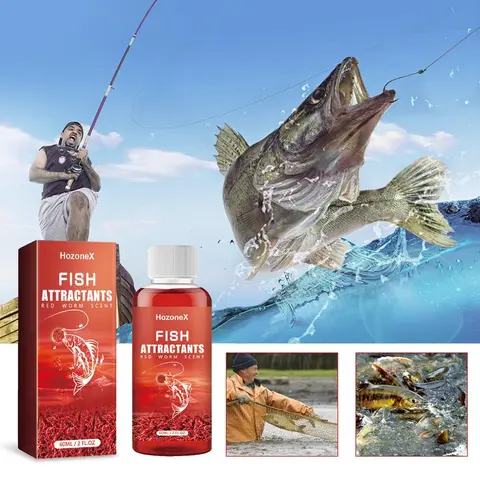 Concentrated Red Worm Extract Fish Attractant Liquid - Shrimp Powder Infused Fishing Gear, Single Item Freshwater Bait That Stimulates Senses, Boosts Biting Chance for Bass, Carp