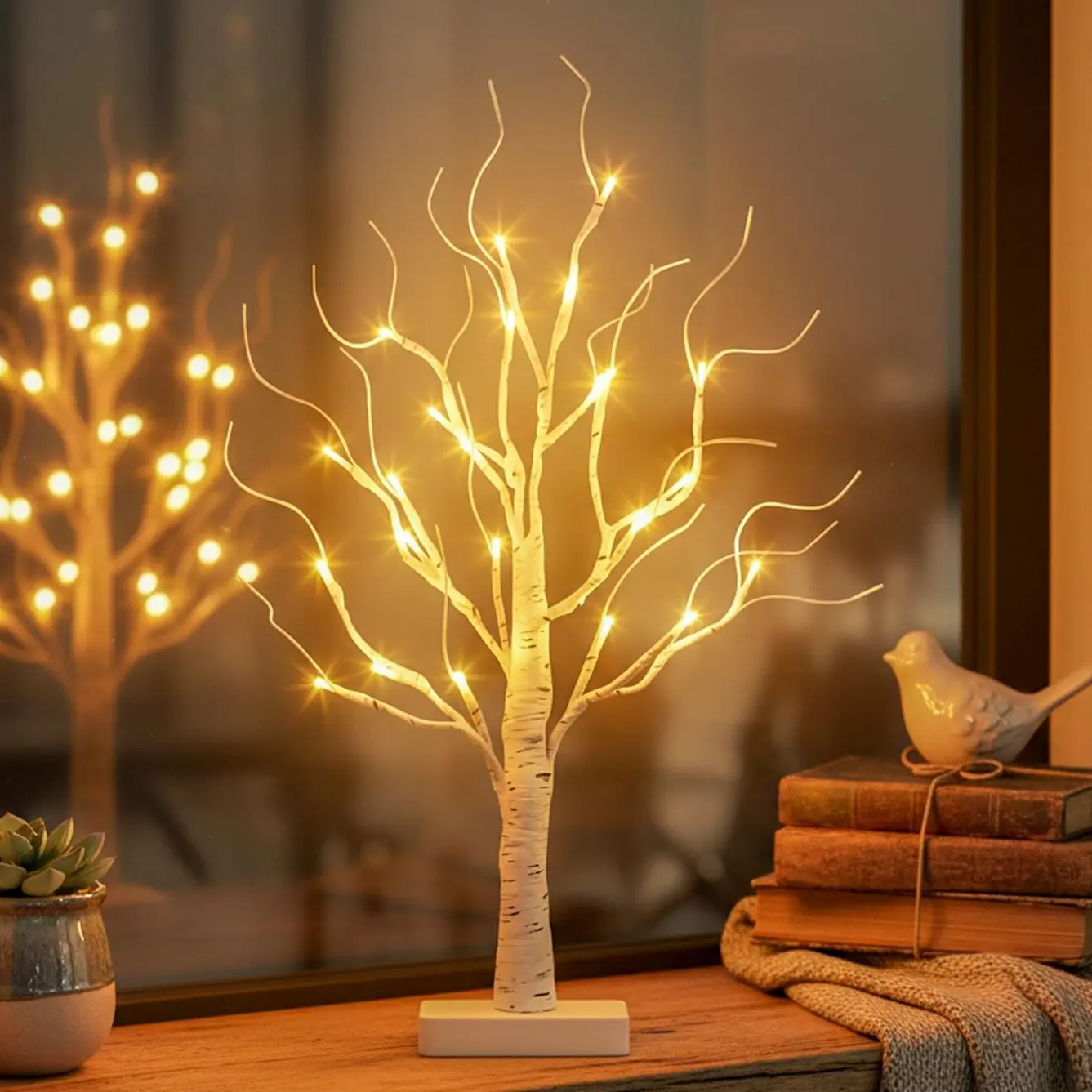 EAMBRITE Birch Tree with Led Lights, Christmas Decorations for Home Indoor | Lighted Mini Small Artificial Lamp Prelit Twig Tree with Timer Battery Operated for Xmas Table Centerpiece Party Decor
