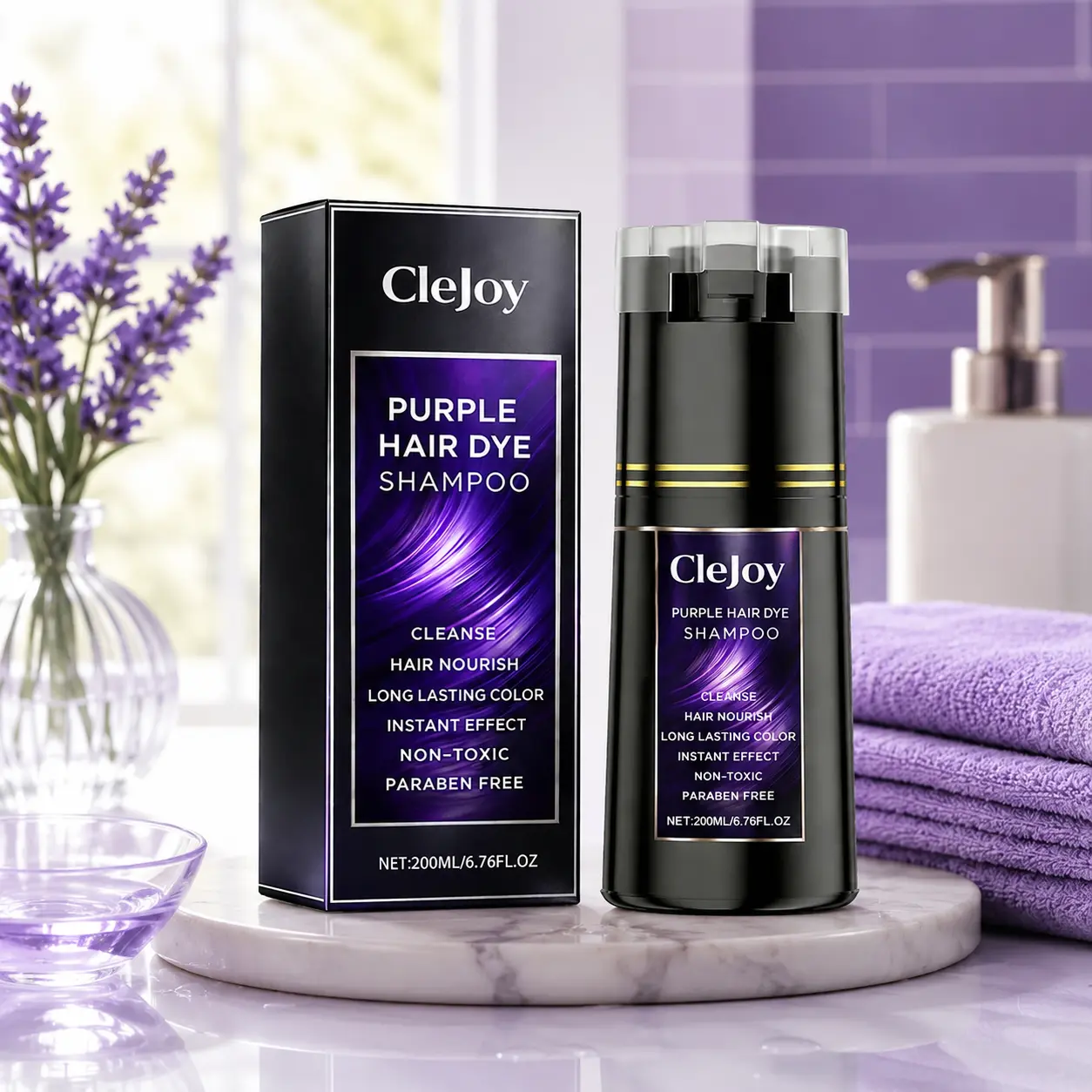 Purple Hair Dye Shampoo Blonde Silver Gray Hair Neutralizes Brassy Yellow Tones Can Cover Gray Hairs Hydrates Easy to Use Salon Hair Care