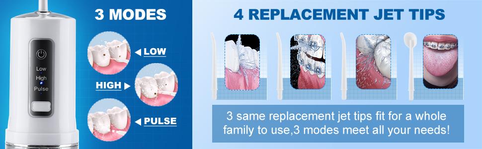 Foldable  Irrigator, Cordless Water Flosser with 4-nozzle 230ML Water Tank Travel  Irrigator, Ideal Teech Cleaning Device, Portable  Irrigator rechargeable waterfloss dental flosser cordless  oral care kit detachable