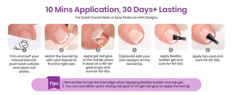 Beetles French Tip Press On Nails French Gel Nail No File Need  Fake Nails  4-in-1 DIY Manicure for Nail Extension Designs for Women