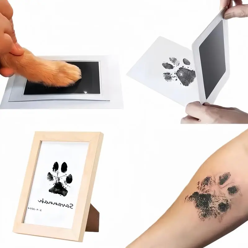 pet Paw Print Kit, 4-Pcs Ink Pads + 2 Photo Frame, Mess-Free Paw Print Stamp Pad for Dogs & Cats, Clean Touch Ink Pad, Dog Paw & Nose Print Kit, Keepsake Gift For Dogs And Cats, Memorial Gift,  Memorials imprint card, Pet Print Photo Frame Kit