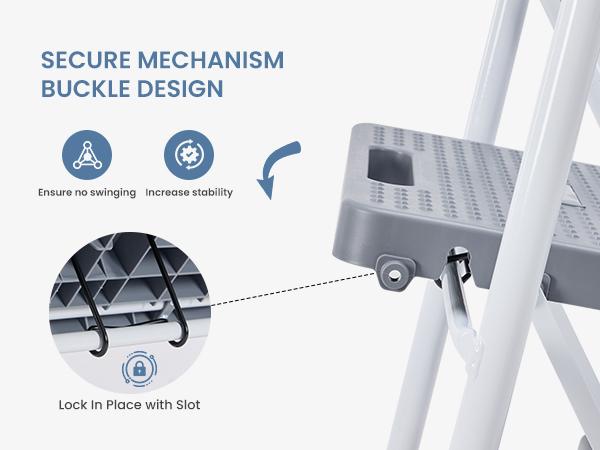 Step Ladder, Foldable Stool with Wide Pedal, Cushioned Handle, 800lbs Capacity for Home Kitchen and Outdoor, Black