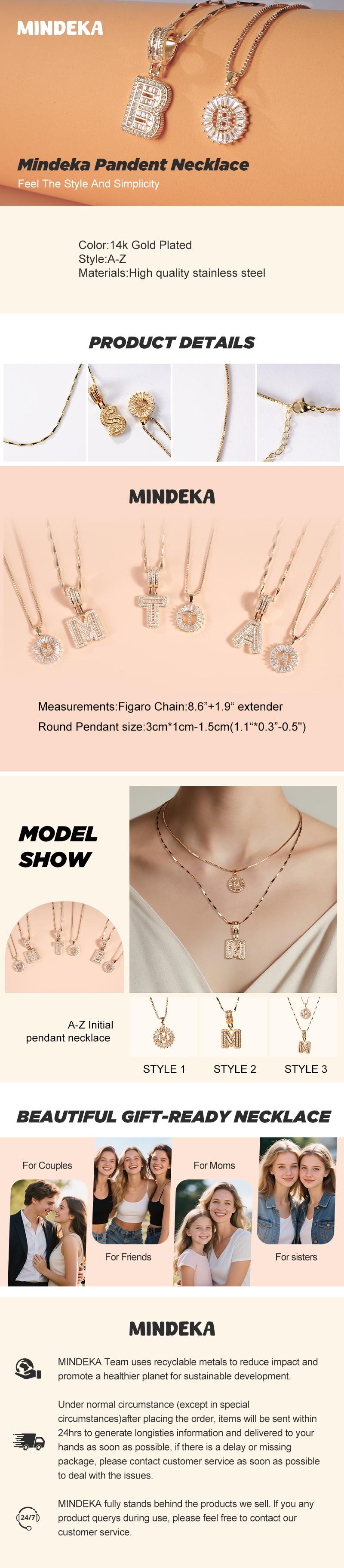 MINDEKA Jewelry 2 Pack Initial Letter Pendant Necklaces 14K Gold Plated Alphabet Necklaces with Adjustable 17''-19'' Chain for Women Valentine's Day Jewelry Set