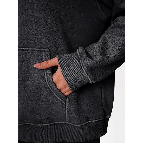 Holafish Women's Gold's Gym Print Acid Wash Hoodie Vintage 2026 Oversized Loose Fit Winter Warm Streetwear Casual Tunic Graphic Long Sleeve Sweatshirt