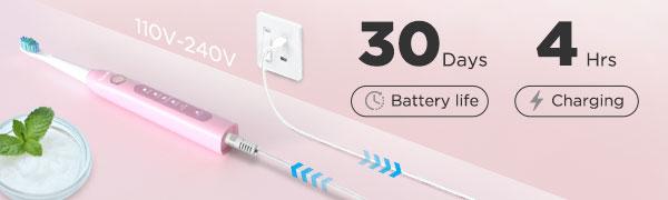 Fairywill Electric Toothbrush for Adults and Kids, Rechargeable Whitening, 6 Brush Heads, 40000 VPM Ultra Cleaning, Smart Timer Adjustable vibrate brush