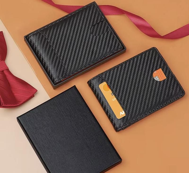 Men's Slim Leather Bifold Wallet RFID Blocking 11 Card Slots ID Window Cash Slot Minimalist Front Pocket Gift Box High-Quality Leather Compact Size