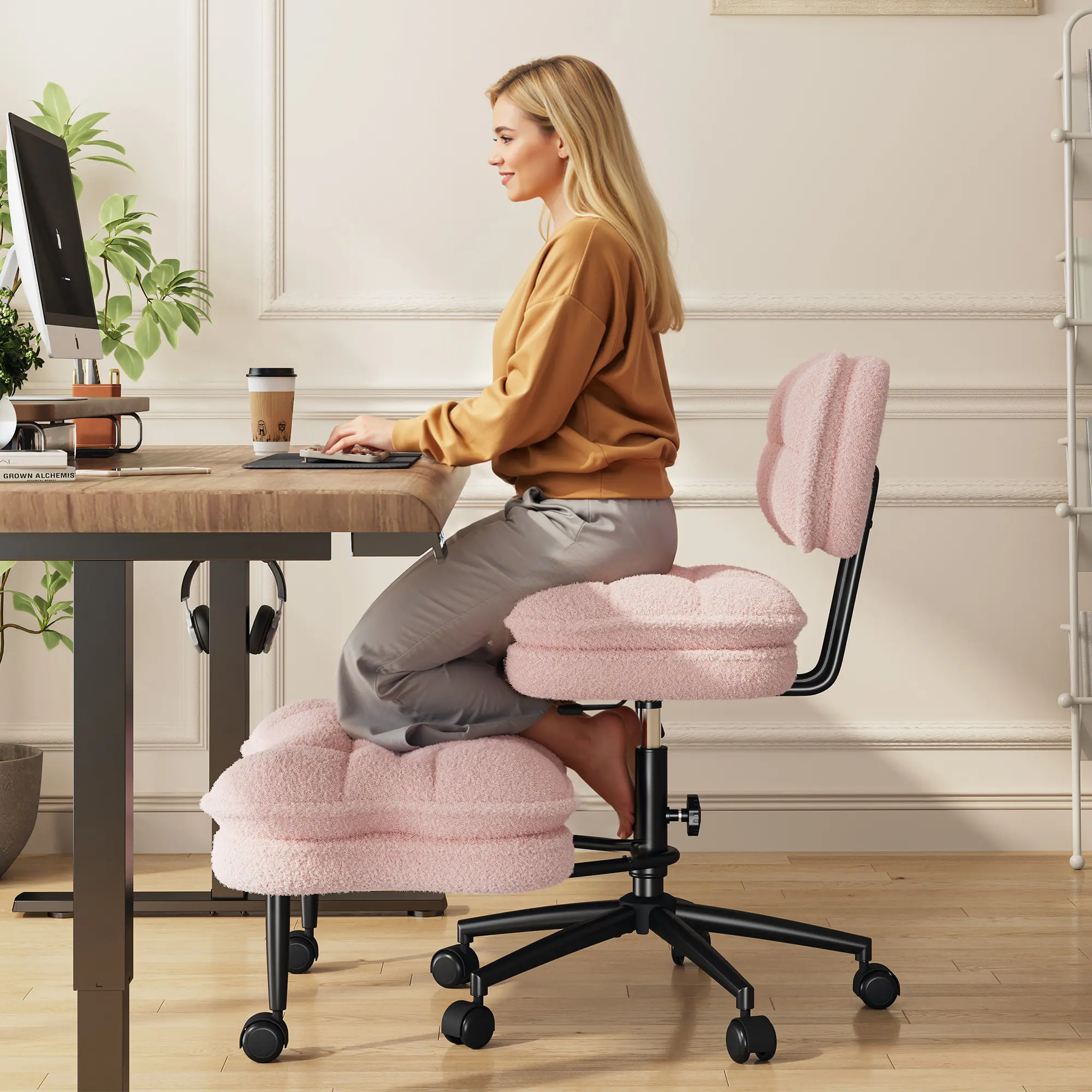 Raybee Cross Legged Office Chair, 360 Swivel Meditation Kneeling Chair with Wheels, ADHD Chair with Height Adjustable Seat for ADHD,Relaxation, Home Office Furniture Gift #MothersDayGift #TikTokShopBackToSchool