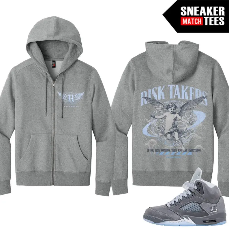 Wolf Grey 5s Sneaker Match Zip Up Hoodie – Heather Light Grey Risktakers Worldwide