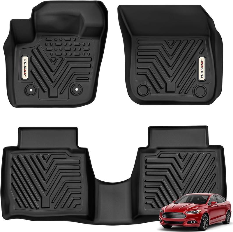 YITAMOTOR Floor Mats Fit for Fusion & MKZ 2013 2014 2015 2016, Custom Fit Floor Liners for 2013-2016 Ford Fusion Energi & Titanium, Lincoln MKZ, 1st & 2nd Row All Weather Protection, Black Car Accessories Auto Parts Pet-Friendly