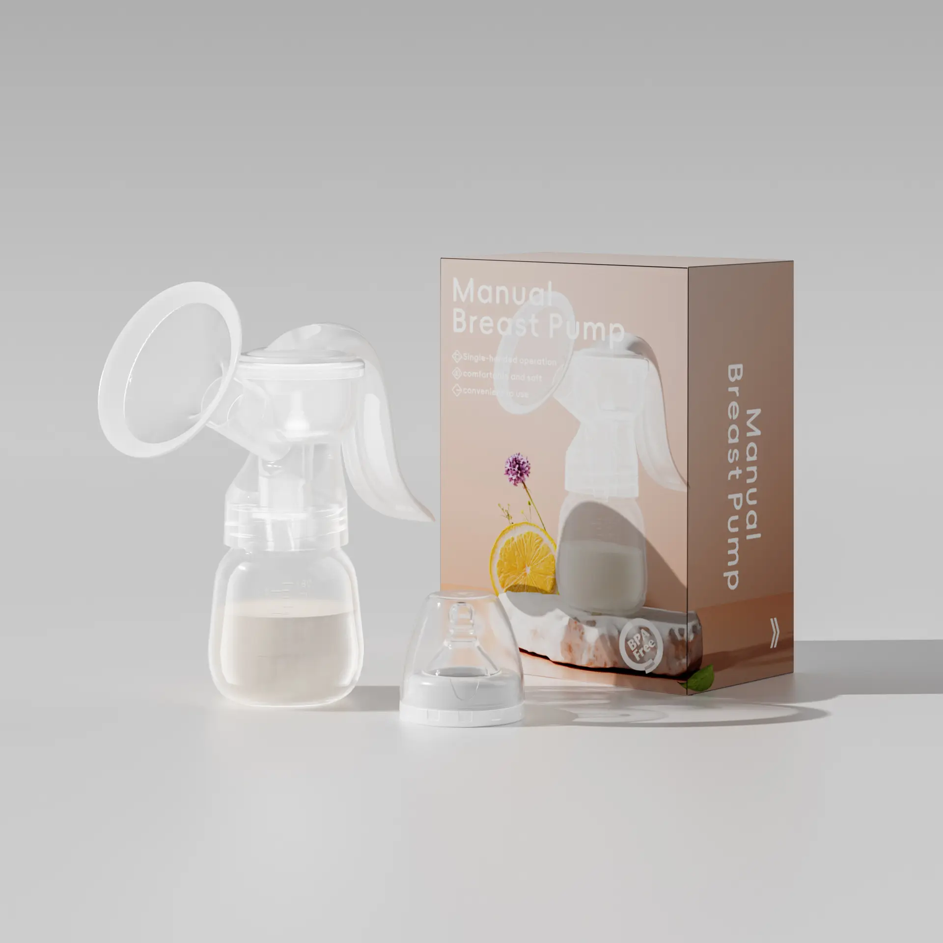 Manual Breast Pump Set with Piston Pump System - Includes 6.09oz Bottle and Nipple, Durable Plastic, Bpa Free, 14+ Age Group Accessory for Breastfeeding and Milk Storage, Easy Assembly, Breast Milk Collector, Breastfeeding Supplies