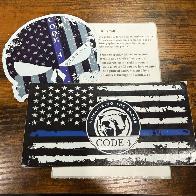 1 Piece Code 4 Thin Blue Line Sticker 6X3" (Free Red Card) Humanizing the Badge Bumper Decal for Police Support Car & Truck Decoration