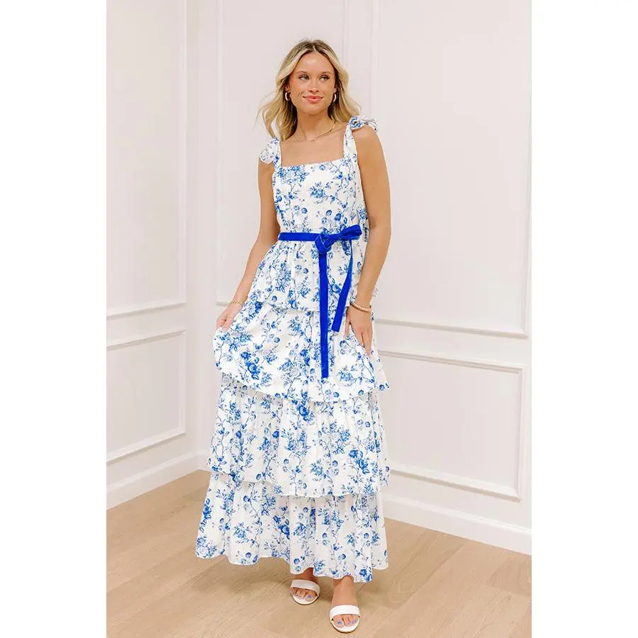 princess polly baby blue dress Maia Tiered Maxi Dress main image 0