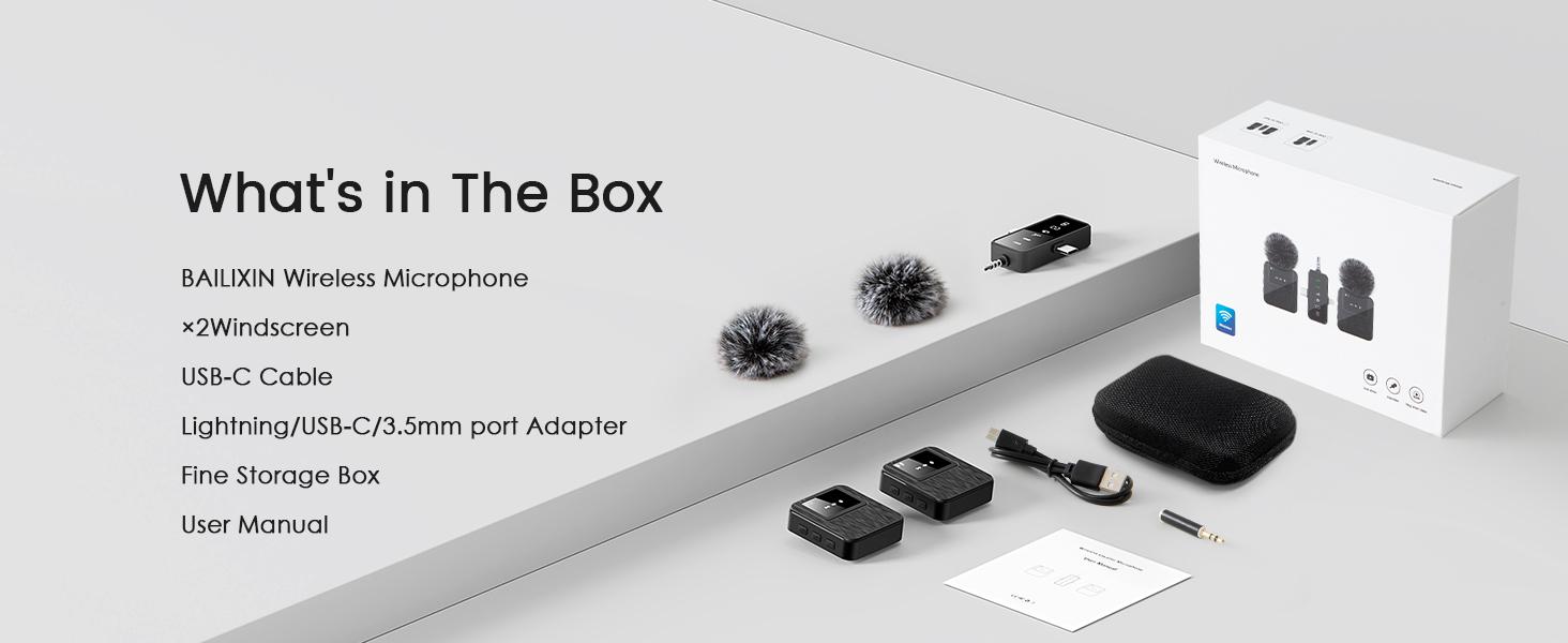 3-in-1 Wireless Microphone for iPhone, Android, Camera - 328ft Long Range, 20H Battery Life,Lapel Mic with AI Noise Reduction for Video Recording, YouTube, TikTok