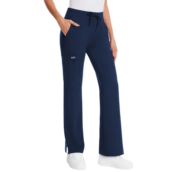 Yoga Scrub Pants for Women - 4-Way Stretch Work Pants with 5 Pockets (1 Cargo), Mid Rise Flared Fit for Nurses & Healthcare Professionals Casual Trousers Bottom Basic