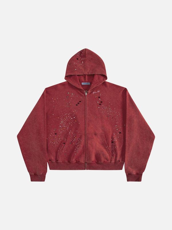 Aelfric Eden Hotfix Rhinestone Star Zip Up Hoodie Vintage Washed Hoodies Streetwear Hooded Sweatshirts Jackets Unisex zip up hoodie