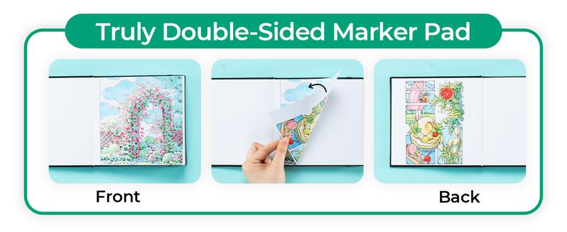 Ohuhu Double-Sided Marker Pad Art Sketchbook: 6.3"x6.3" Mini Sketchbook - 90 lb/150 gsm Smooth Drawing Paper - 60 Sheets/120 Pages  Bleedproof - Hardcover Sketching Book for Alcohol Markers - Double-Sided Marker Pad PU Series of Ohuhuart